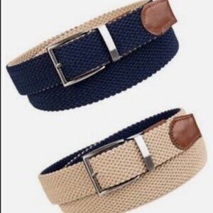 Tommy Bahama Braided Stretch Belt Reversible Khaki/Navy NIB